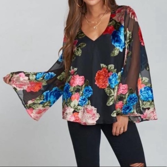 SMYM Black Floral Top Size Small - Picture 2 of 5